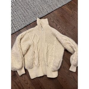 Avoca Handweavers Lambswool Cardigan Made in Ireland Oversized Ski Sweater